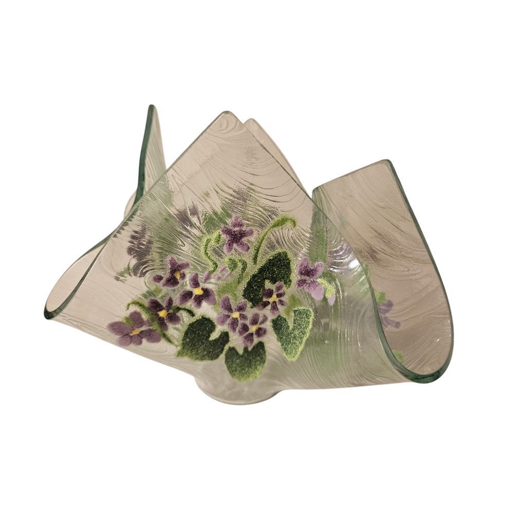 Fused Glass Violet Flower Vase Decorative Handkerchief‎ Home Decor